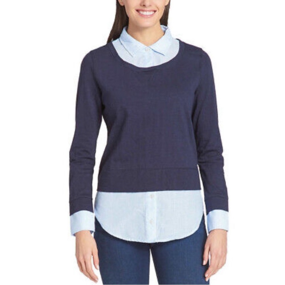 Tommy Hilfiger Midnight Striped Layered-Look Sweater